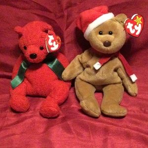 Vintage Beanie Baby Christmas Bears - Set of 2